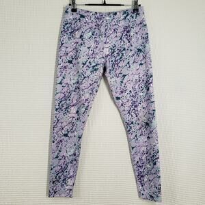 Athletic Works Leggings Girls XL 14-16 Purple Multicolor Paint Splatter Active